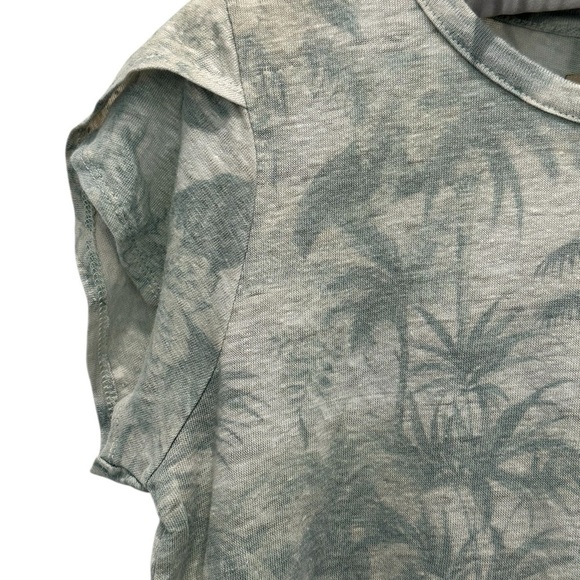 NEW CHASER Green Palm Print Short Sleeve Tee Shirt with Round Hem Size Small - Picture 3 of 6
